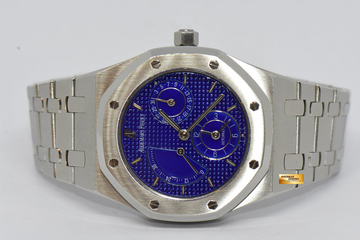 [SOLD] AUDEMARS PIGUET ROYAL OAK 36mm POWER RESERVE DUAL TIME RARE BLUE DIAL AUTOMATIC 25730ST (MINT)