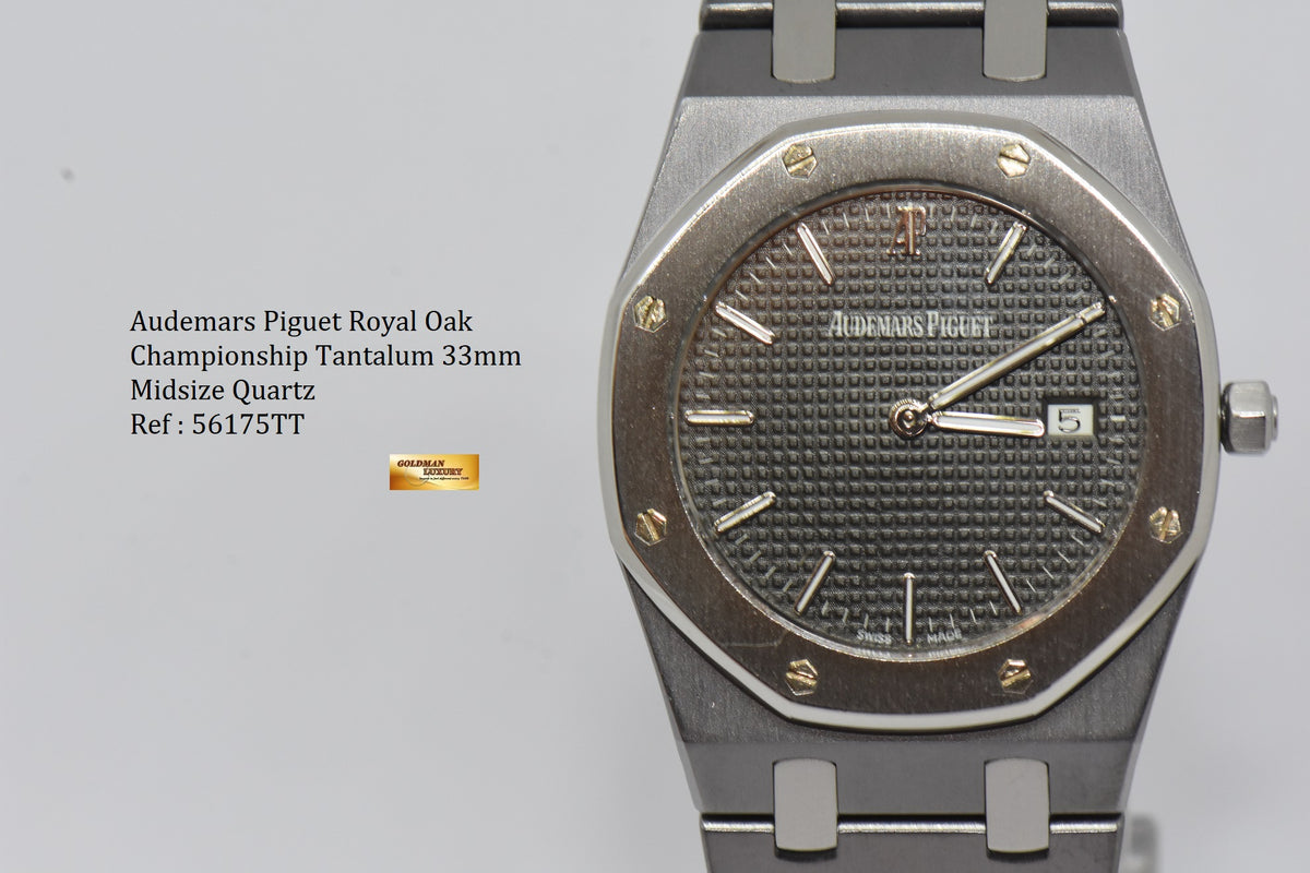 [SOLD] AUDEMARS PIGUET ROYAL OAK CHAMPIONSHIP 33mm MIDSIZE TANTALUM DARK GREY DIAL QUARTZ 56175TT (MINT)