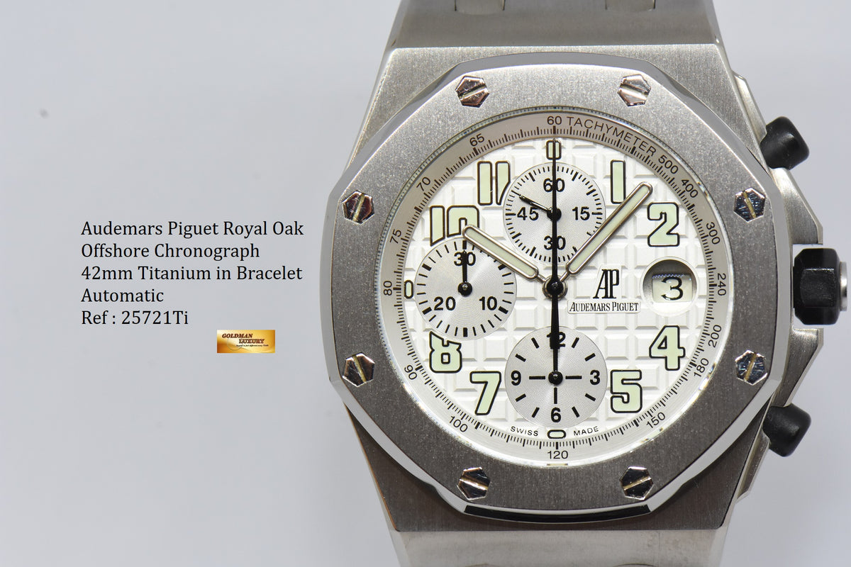 [SOLD] AUDEMARS PIGUET ROYAL OAK OFFSHORE CHRONOGRAPH 42mm TITANIUM IN BRACELET AUTOMATIC 25721Ti (MINT)