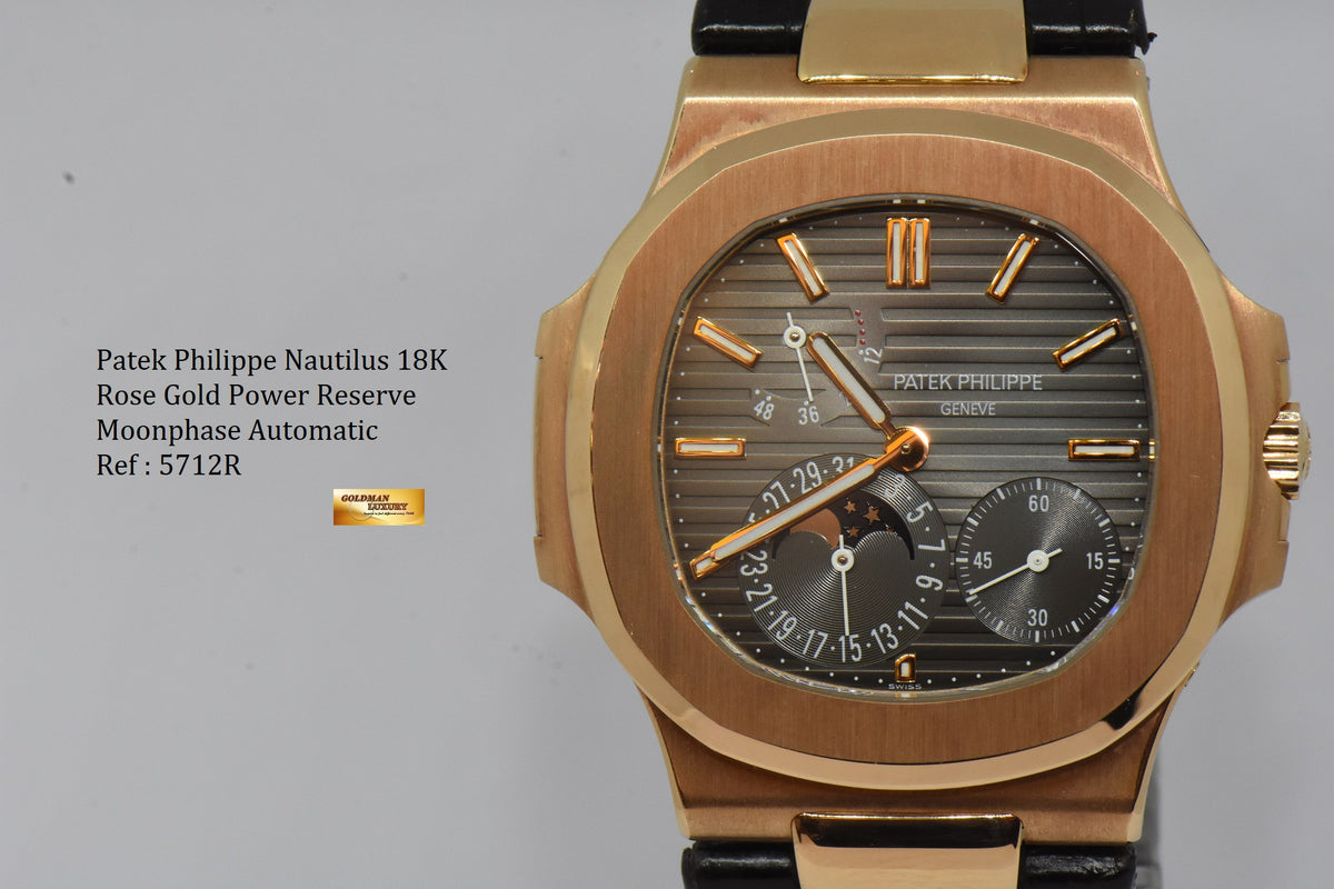 [SOLD] PATEK PHILIPPE NAUTILUS 18K ROSE GOLD MOONPHASE POWER RESERVE 5712R (NEW OLD STOCK)