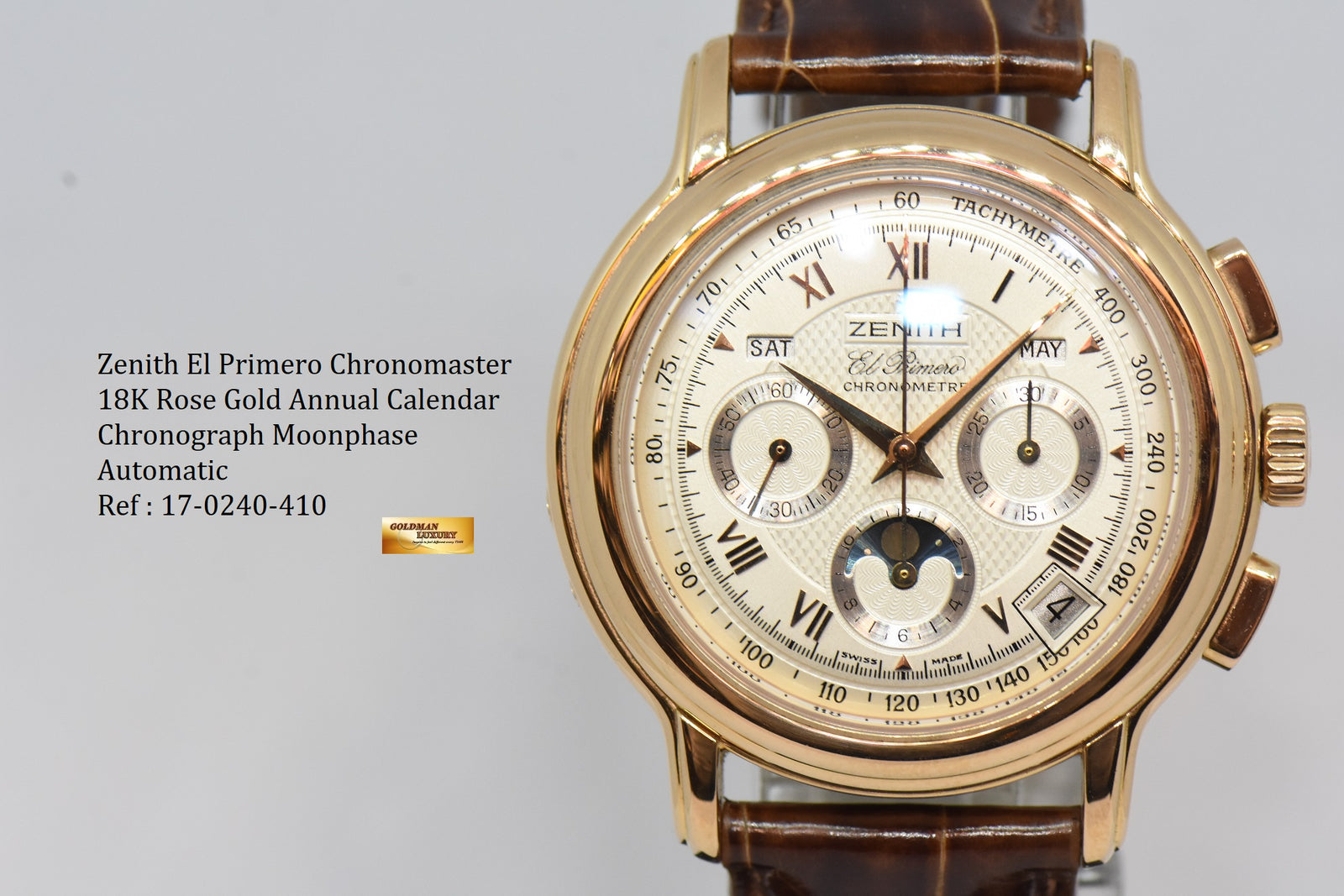 SOLD] ZENITH EL PRIMERO CHRONOMASTER ANNUAL CALENDAR MOONPHASE 18K