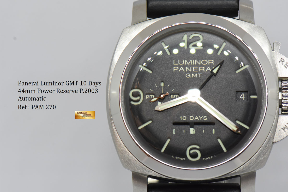 [SOLD] PANERAI LUMINOR GMT 44mm 1950 STEEL DAY / NIGHT 10 DAYS POWER RESERVE AUTOMATIC PAM 270 (NEAR MINT)