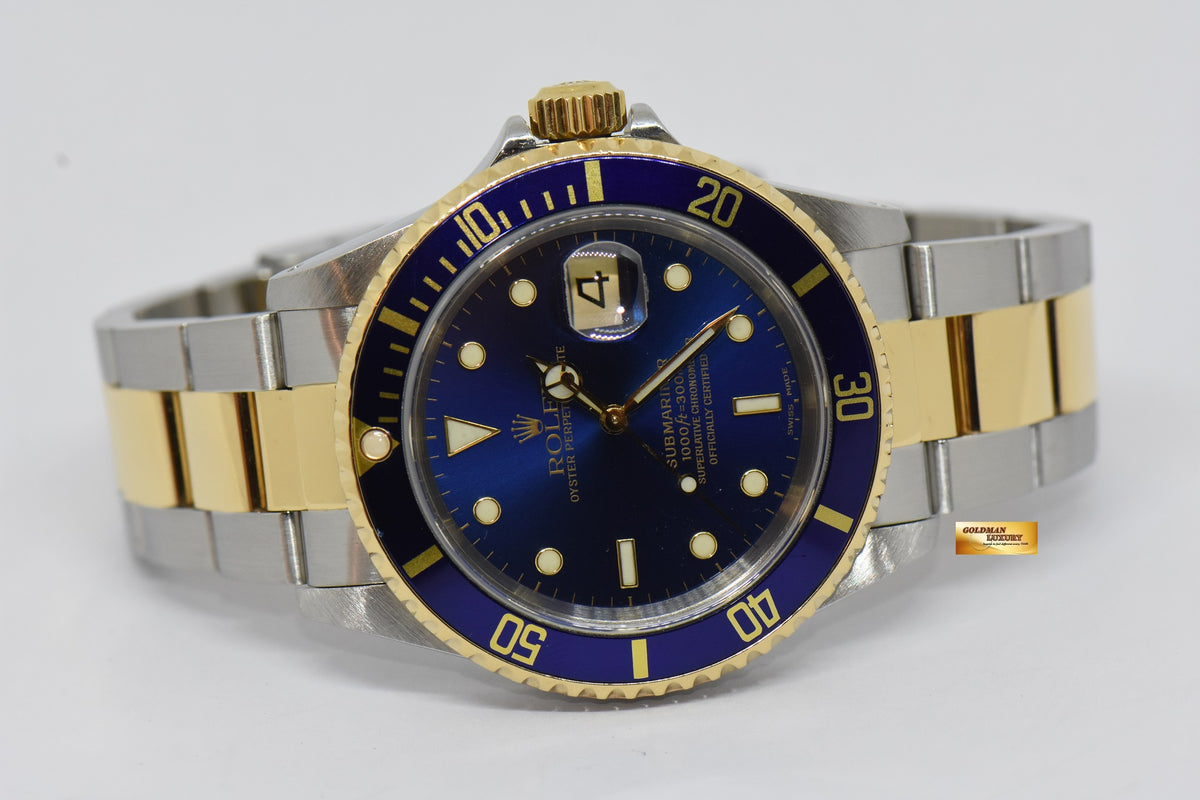 [SOLD] ROLEX OYSTER SUBMARINER BLUE 40mm HALF-GOLD AUTOMATIC 16613LB (MINT)