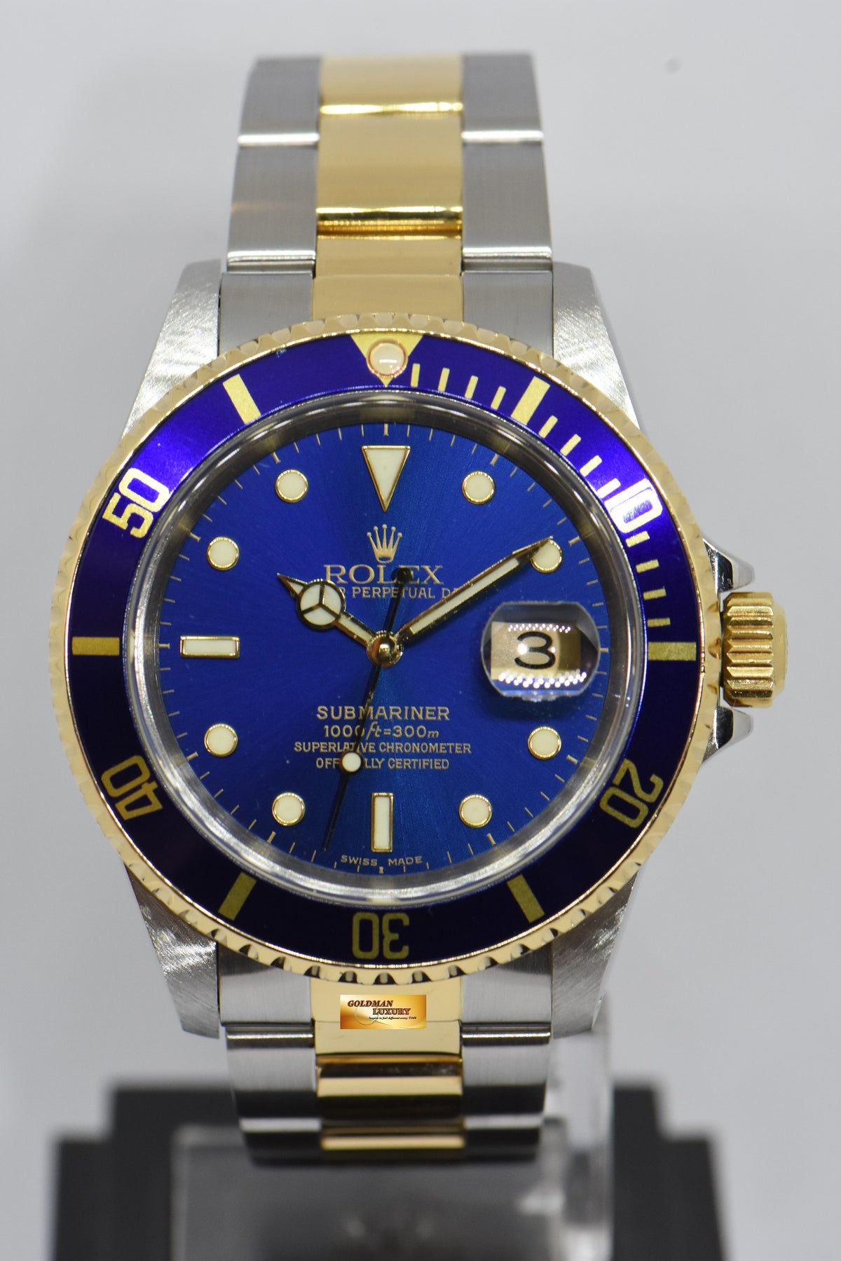 [SOLD] ROLEX OYSTER SUBMARINER BLUE 40mm HALF-GOLD AUTOMATIC 16613LB (MINT)