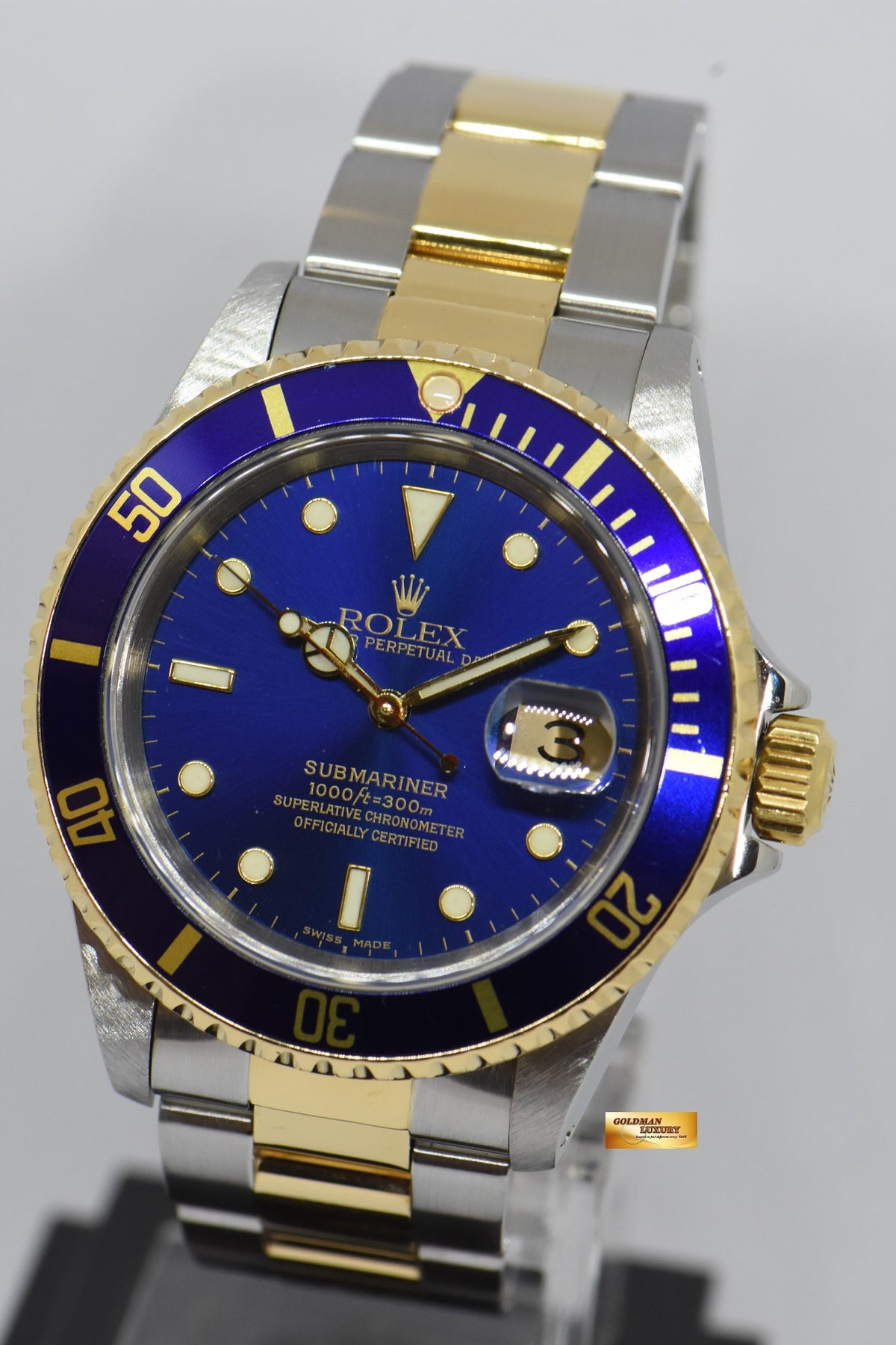 [SOLD] ROLEX OYSTER SUBMARINER BLUE 40mm HALF-GOLD AUTOMATIC 16613LB (MINT)