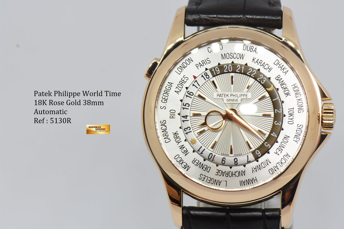 [SOLD] PATEK PHILIPPE WORLD TIME 18K ROSE GOLD 39mm MEN’S AUTOMATIC 5130R-001 (MINT)