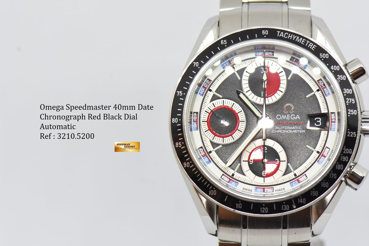 [SOLD] OMEGA SPEEDMASTER CHRONOGRAPH DATE 40mm RED / BLACK DIAL 3210.5200 (MINT)