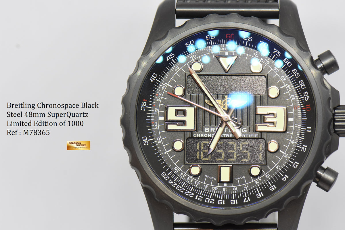 [SOLD] BREITLING CHRONOSPACE BLACK STEEL 48mm SUPERQUARTZ LIMITED EDITION 1000 M78365 (MINT)