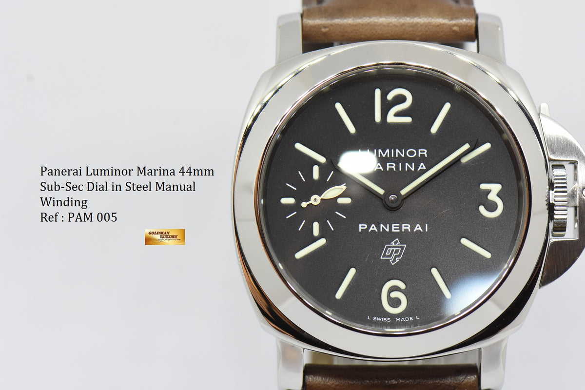[SOLD] PANERAI LUMINOR MARINA BASE 44mm SUB-SEC DIAL MANUAL PAM 005 (MINT)