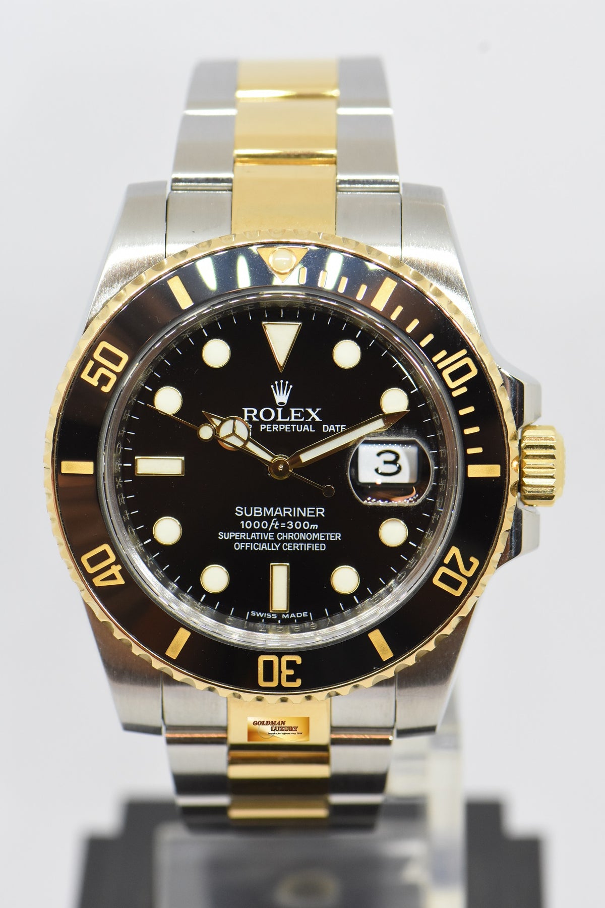 [SOLD] ROLEX OYSTER PERPETUAL SUBMARINER HALF-GOLD CERAMIC BLACK AUTOMATIC 116613LN (MINT)