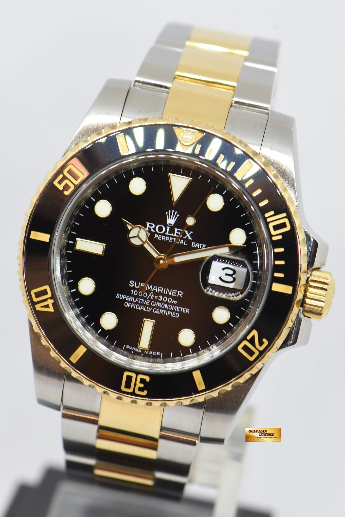 [SOLD] ROLEX OYSTER PERPETUAL SUBMARINER HALF-GOLD CERAMIC BLACK AUTOMATIC 116613LN (MINT)