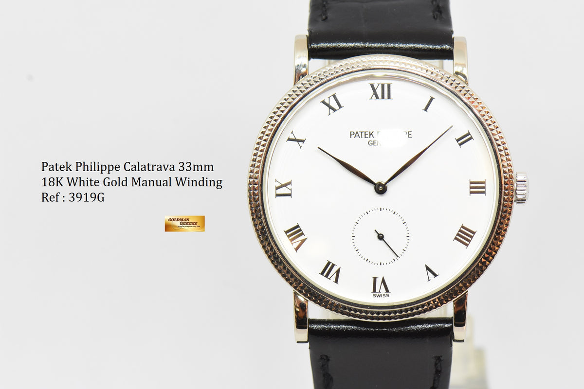 [SOLD] PATEK PHILIPPE CALATRAVA 33mm 18K WHITE GOLD MANUAL WINDING 3919G (MINT)