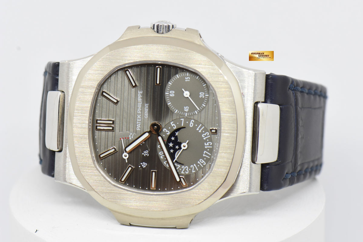 [SOLD] PATEK PHILIPPE NAUTILUS 40mm MOONPHASE POWER RESERVE 18K WHITE GOLD AUTOMATIC 5712G (LNIB)