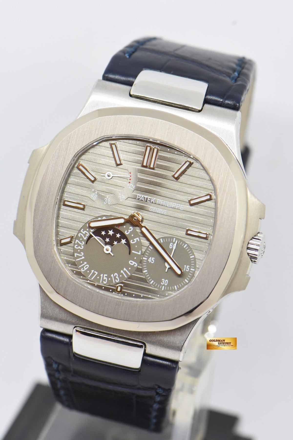 [SOLD] PATEK PHILIPPE NAUTILUS 40mm MOONPHASE POWER RESERVE 18K WHITE GOLD AUTOMATIC 5712G (LNIB)