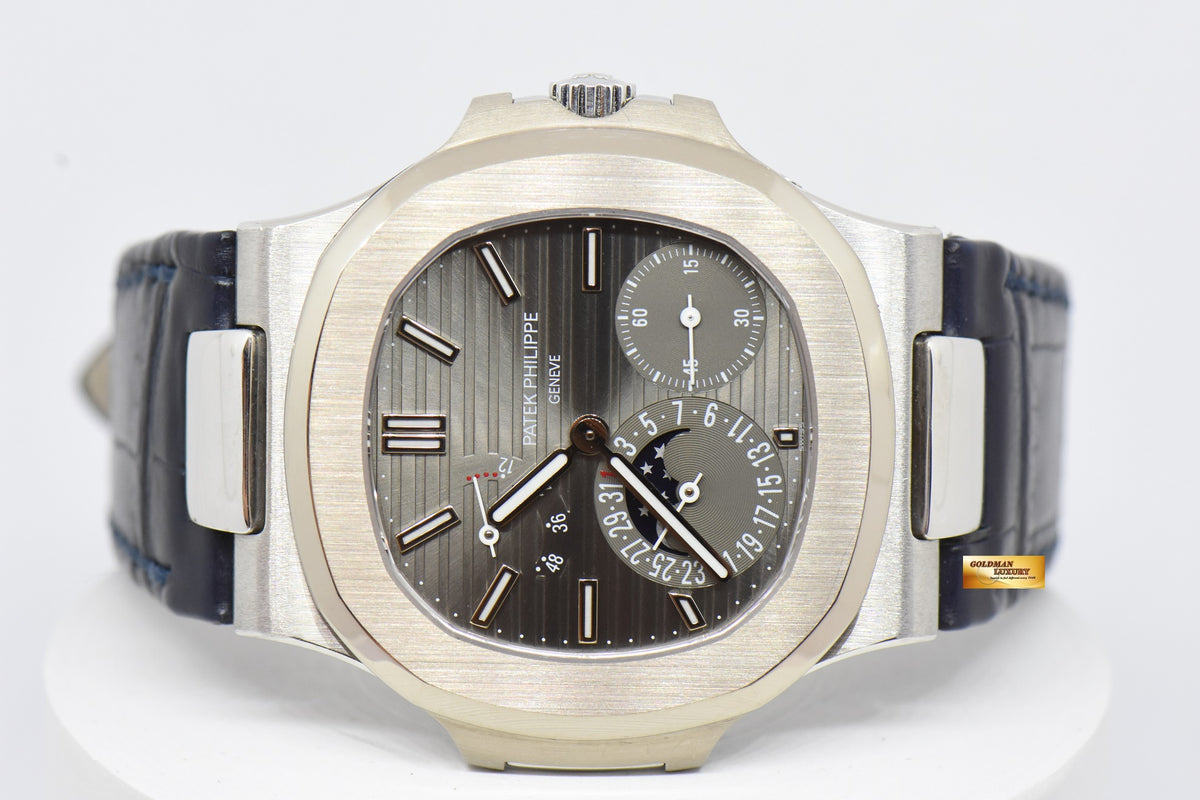 [SOLD] PATEK PHILIPPE NAUTILUS 40mm MOONPHASE POWER RESERVE 18K WHITE GOLD AUTOMATIC 5712G (LNIB)