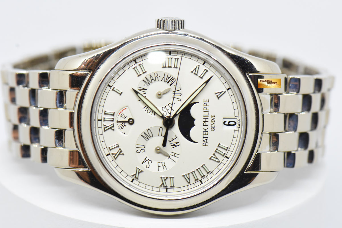[SOLD] PATEK PHILIPPE ANNUAL CALENDAR 36mm 18K WHITE GOLD IN BRACELET MOONPHASE POWER RESERVE AUTOMATIC 5036G (NEAR MINT)