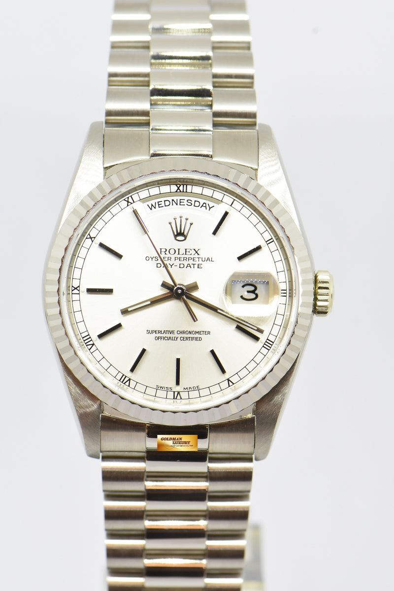 Rolex oyster perpetual day deals date 18k white gold