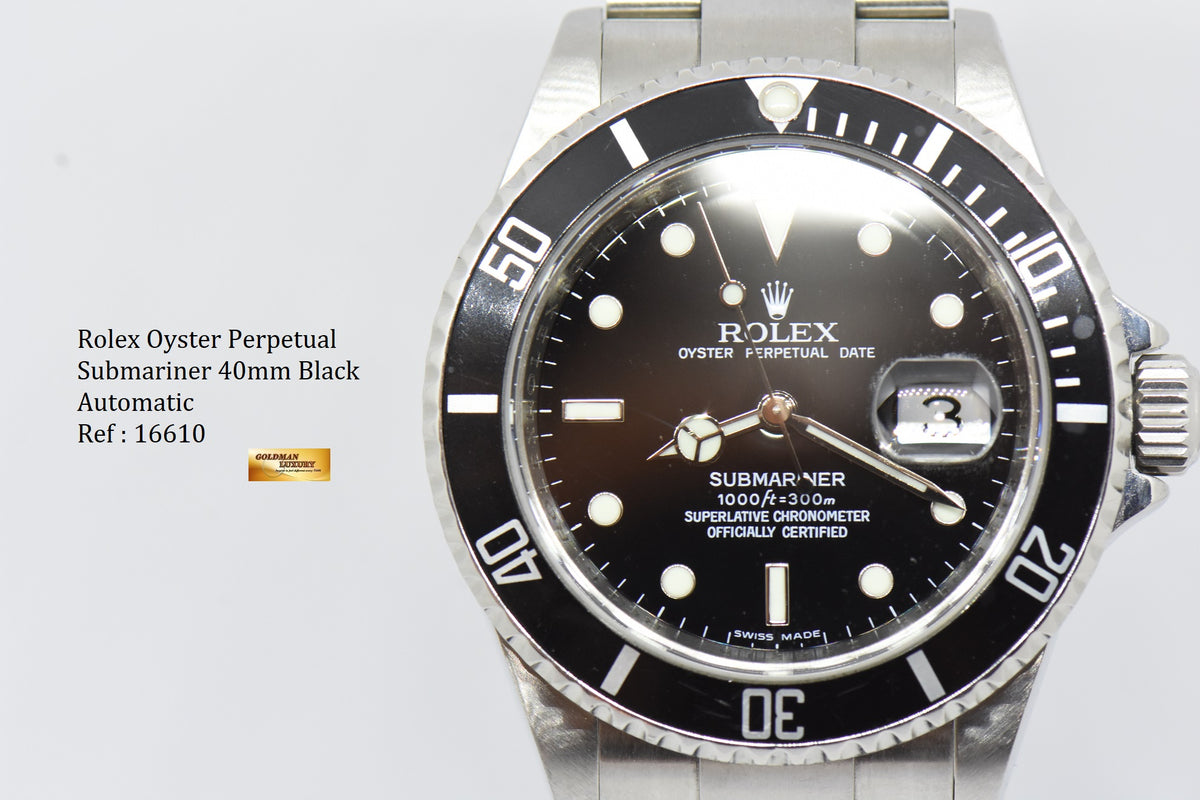 [SOLD] ROLEX OYSTER PERPETUAL SUBMARINER 40mm BLACK 16610 (CHAPTERING) (MINT)