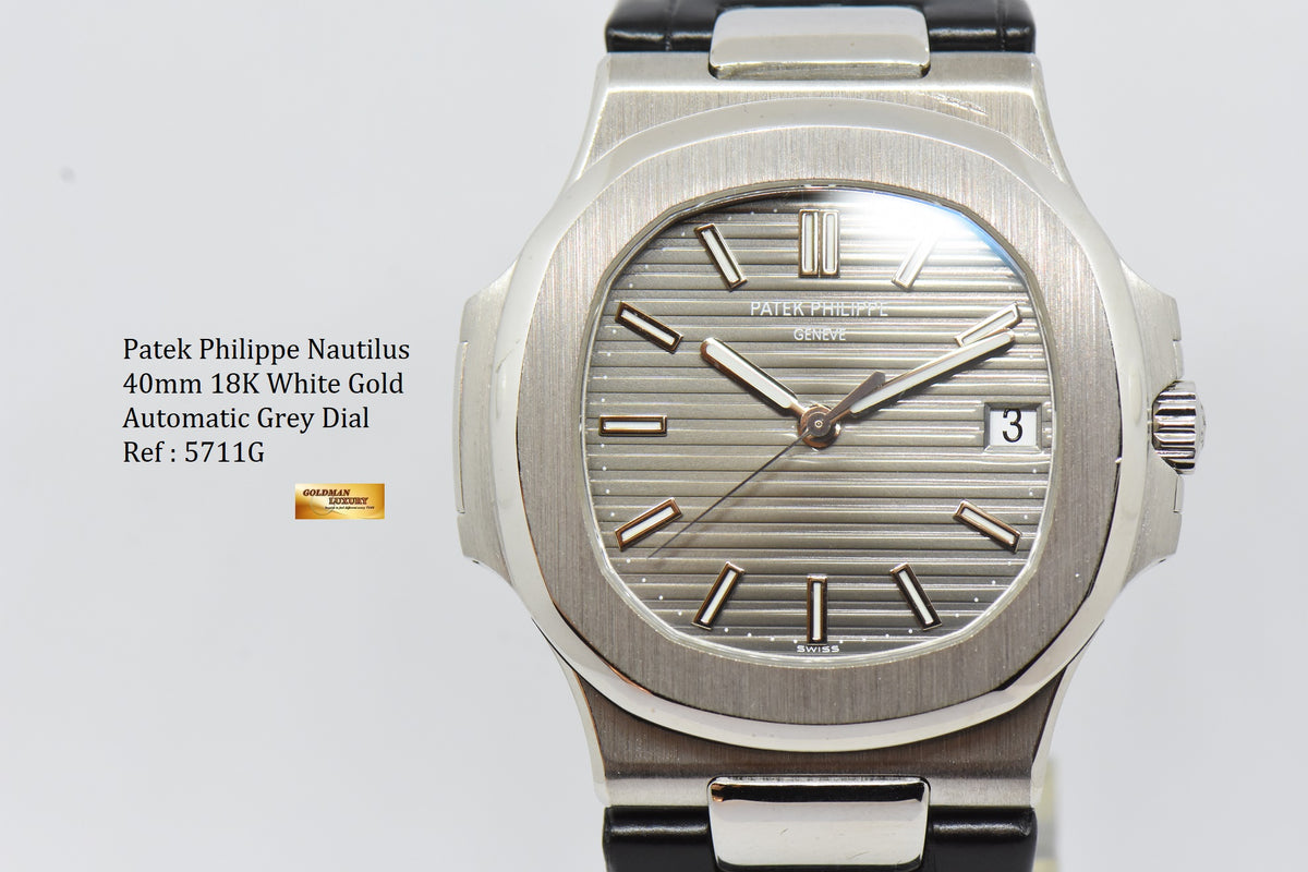 [SOLD] PATEK PHILIPPE NAUTILUS 40mm 18K WHITE GOLD GREY DIAL AUTOMATIC 5711/1G (MINT)