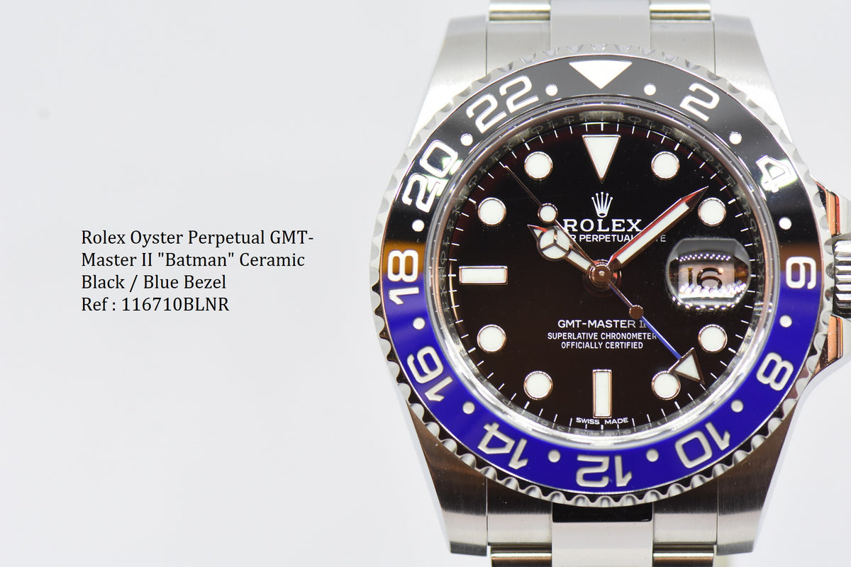 [SOLD] ROLEX OYSTER PERPETUAL GMT-MASTER II “BATMAN” CERAMIC BLACK / BLUE AUTOMATIC 116710BLNR (MINT)