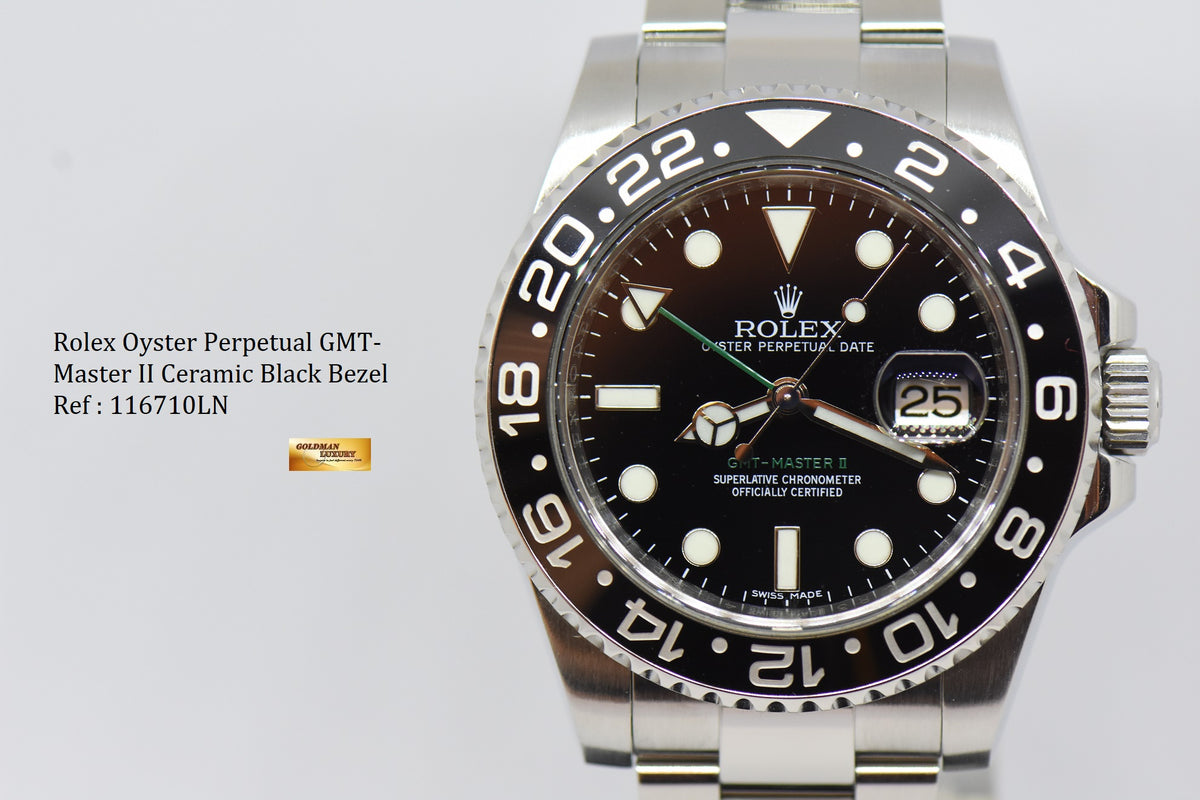 [SOLD] ROLEX OYSTER PERPETUAL GMT-MASTER II CERAMIC BLACK AUTOMATIC 116710LN (MINT)