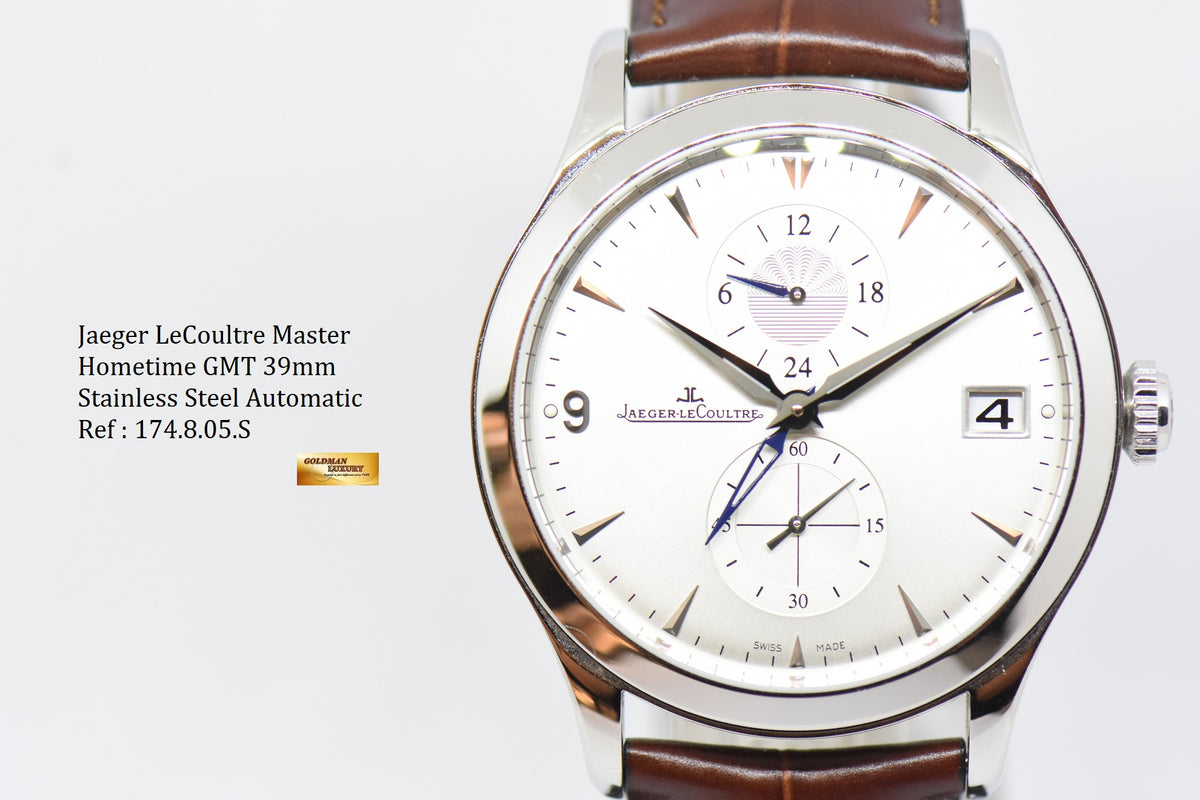 [SOLD] JAEGER-LeCOULTRE MASTER CONTROL HOMETIME GMT 39mm STAINLESS STEEL AUTOMATIC 174.8.05.S (MINT)