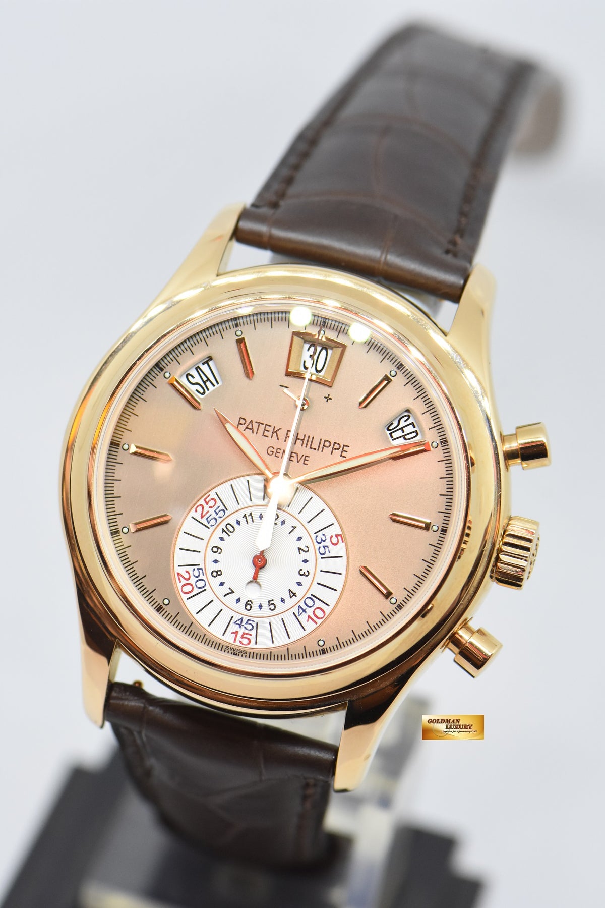 [SOLD] PATEK PHILIPPE COMPLICATIONS ANNUAL CALENDAR FLYBACK CHRONOGRAPH w/ POWER RESERVE 18K ROSE GOLD AUTOMATIC 5960R (NEW OLD STOCK)