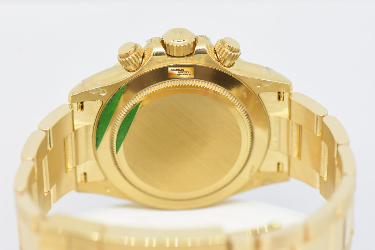 [SOLD] ROLEX OYSTER PERPETUAL DAYTONA 18K YELLOW GOLD IN BRACELET GREEN DIAL 116508 (MINT) (UNPOLISHED)