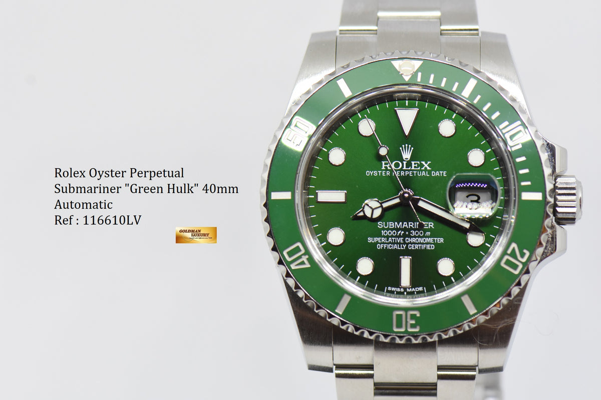 [SOLD] ROLEX OYSTER PERPETUAL SUBMARINER “GREEN HULK” CERAMIC BEZEL 116610LV (MINT)