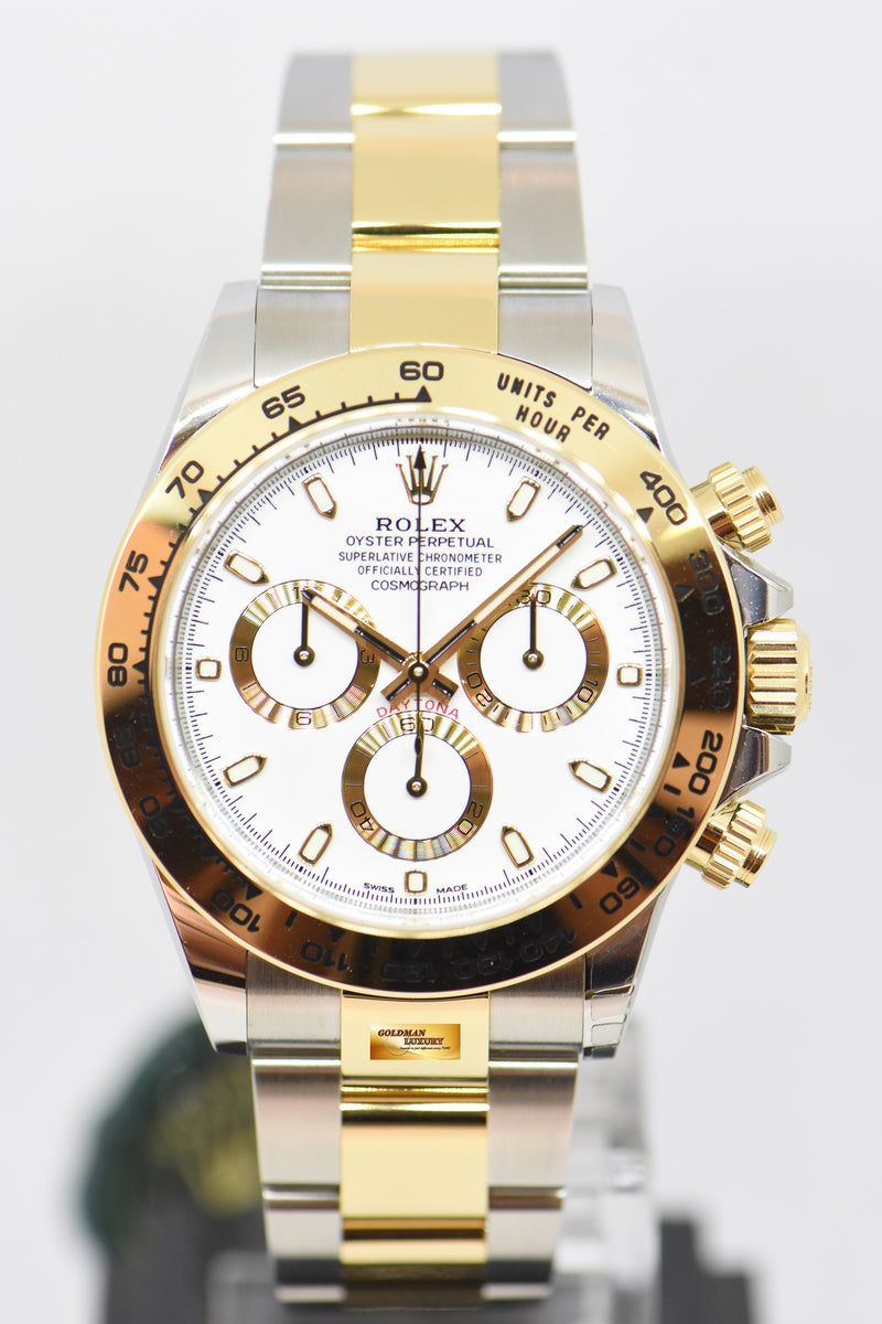 SOLD ROLEX OYSTER PERPETUAL DAYTONA HALF GOLD WHITE 116503 NEW