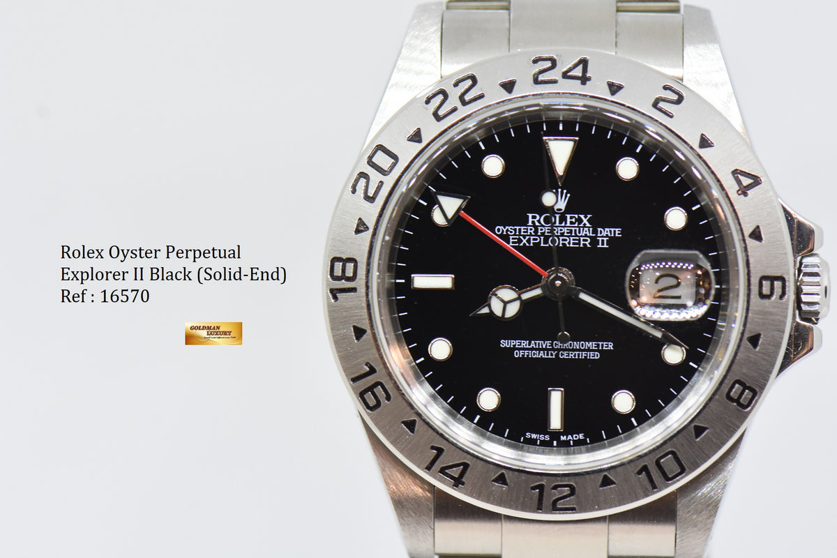 [SOLD] ROLEX OYSTER PERPETUAL EXPLORER II 40mm (SOLID-ENDLINK) BLACK 16570 (MINT)