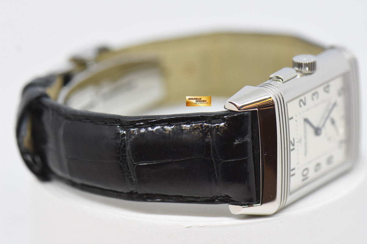 [SOLD] JLC REVERSO GRANDE DUOFACE STEEL IN LEATHER DAY / NIGHT MANUAL WINDING Q2718410 (MINT)