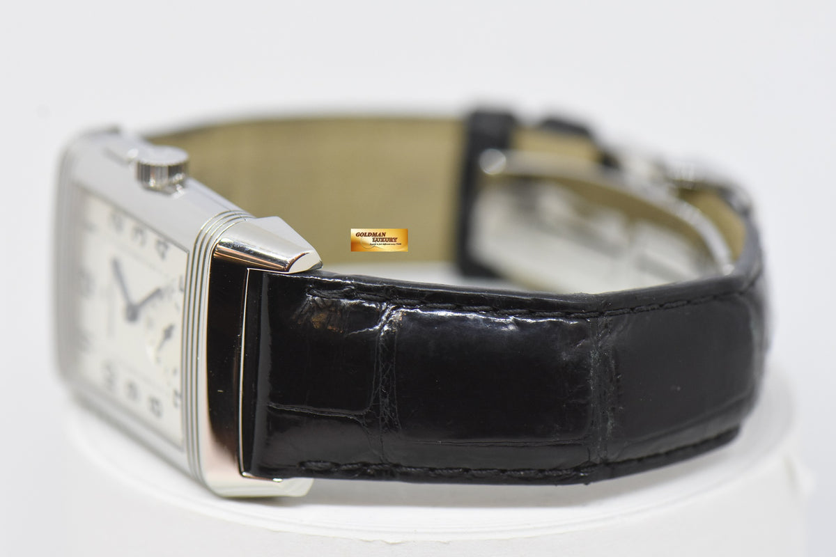 [SOLD] JLC REVERSO GRANDE DUOFACE STEEL IN LEATHER DAY / NIGHT MANUAL WINDING Q2718410 (MINT)