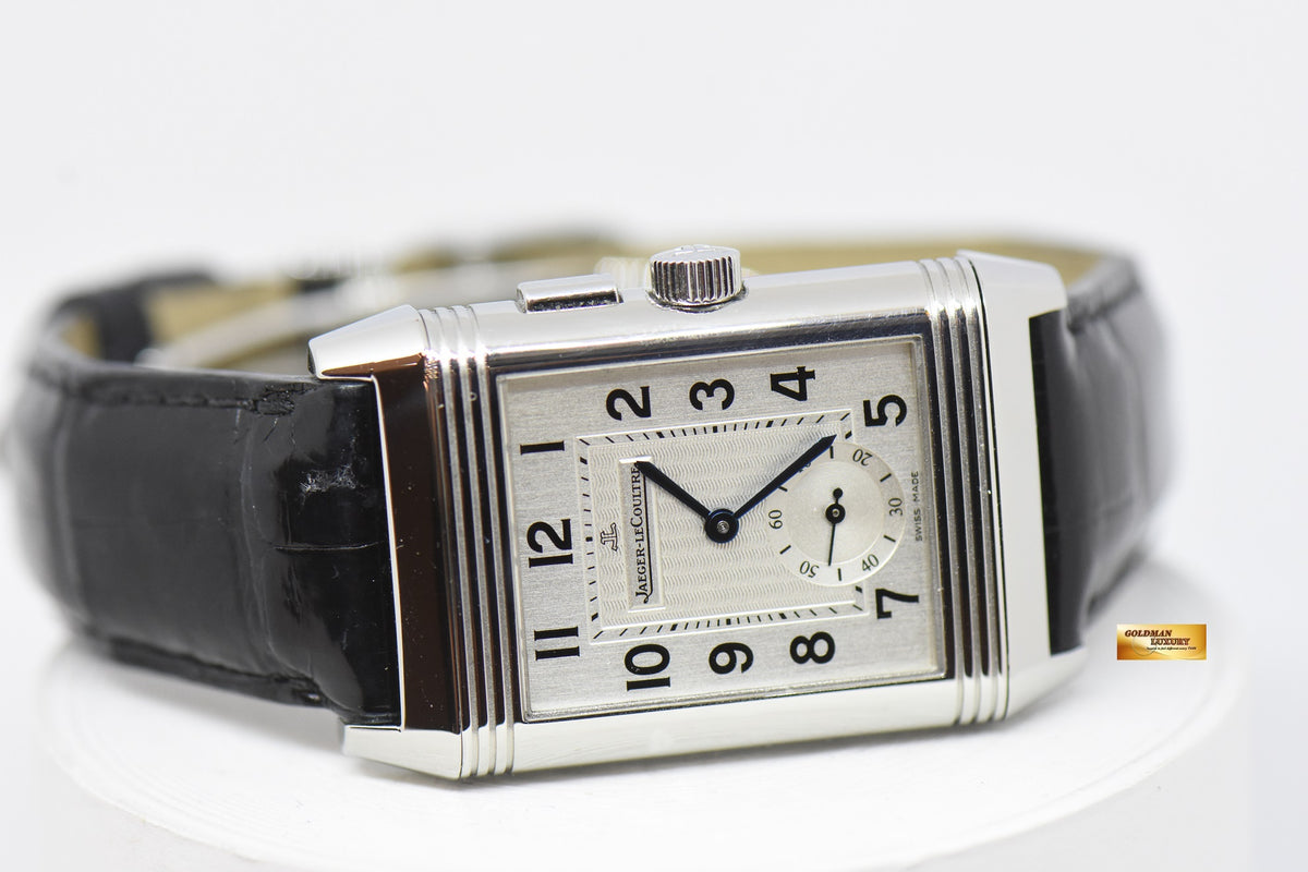 [SOLD] JLC REVERSO GRANDE DUOFACE STEEL IN LEATHER DAY / NIGHT MANUAL WINDING Q2718410 (MINT)