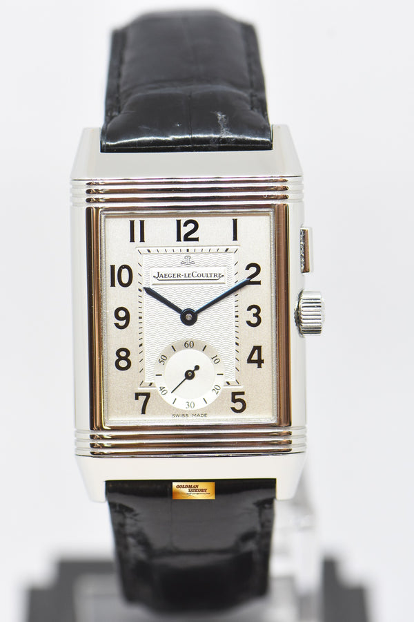 [SOLD] JLC REVERSO GRANDE DUOFACE STEEL IN LEATHER DAY / NIGHT MANUAL WINDING Q2718410 (MINT)