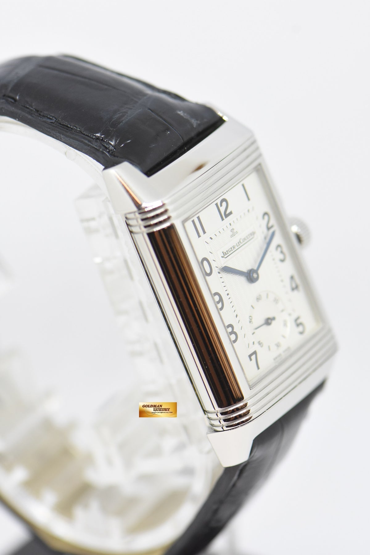 [SOLD] JLC REVERSO GRANDE DUOFACE STEEL IN LEATHER DAY / NIGHT MANUAL WINDING Q2718410 (MINT)