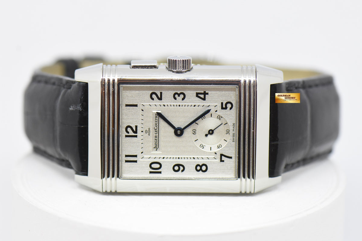 [SOLD] JLC REVERSO GRANDE DUOFACE STEEL IN LEATHER DAY / NIGHT MANUAL WINDING Q2718410 (MINT)