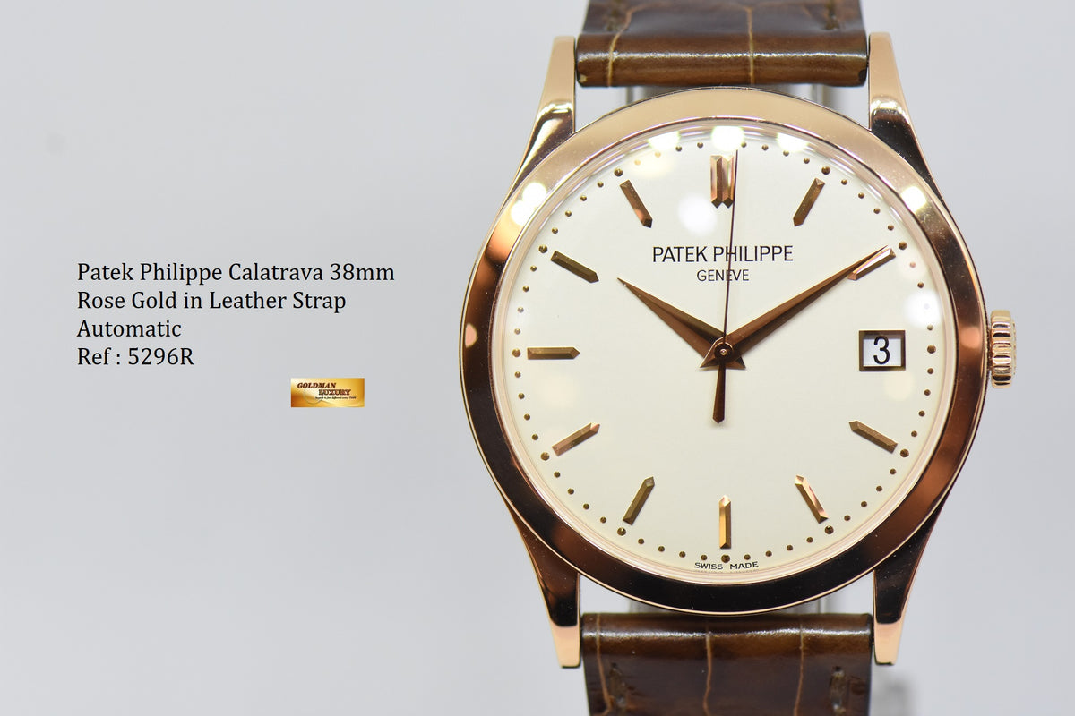 [SOLD] PATEK PHILIPPE CALATRAVA 38mm ROSE GOLD IN LEATHER AUTOMATIC 5296R (MINT)