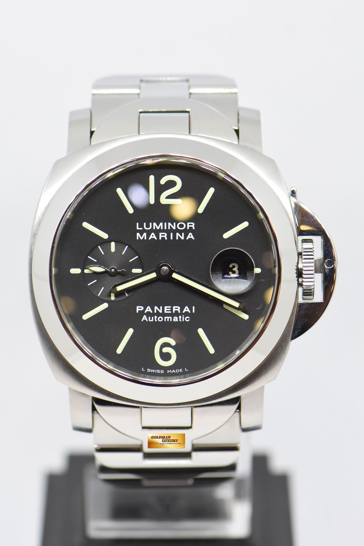 [SOLD] PANERAI LUMINOR MARINA 44mm STEEL IN BRACELET AUTOMATIC BLACK PAM 220 (MINT)
