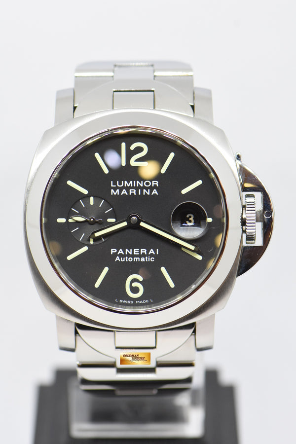 [SOLD] PANERAI LUMINOR MARINA 44mm STEEL IN BRACELET AUTOMATIC BLACK PAM 220 (MINT)