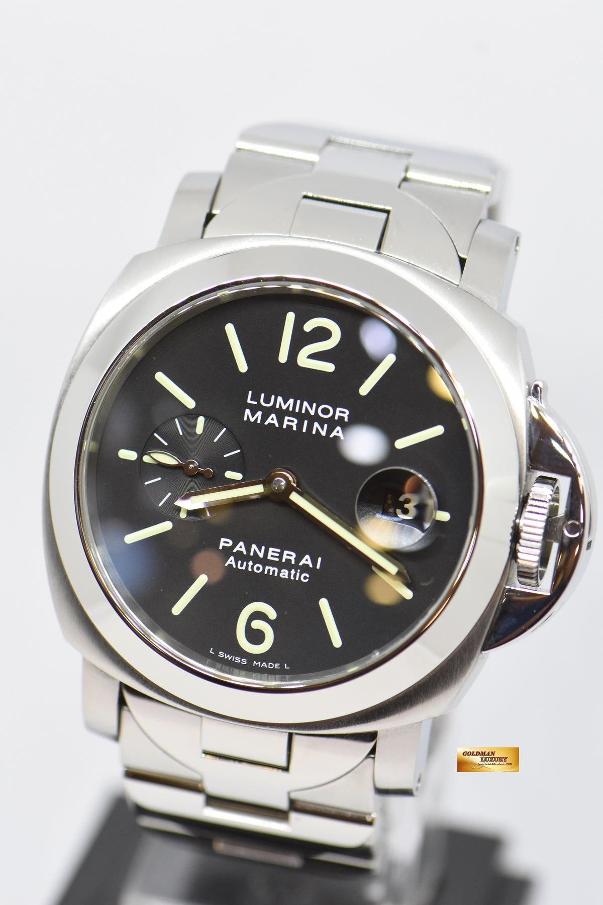 [SOLD] PANERAI LUMINOR MARINA 44mm STEEL IN BRACELET AUTOMATIC BLACK PAM 220 (MINT)