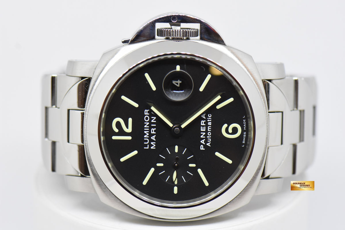 [SOLD] PANERAI LUMINOR MARINA 44mm STEEL IN BRACELET AUTOMATIC BLACK PAM 220 (MINT)