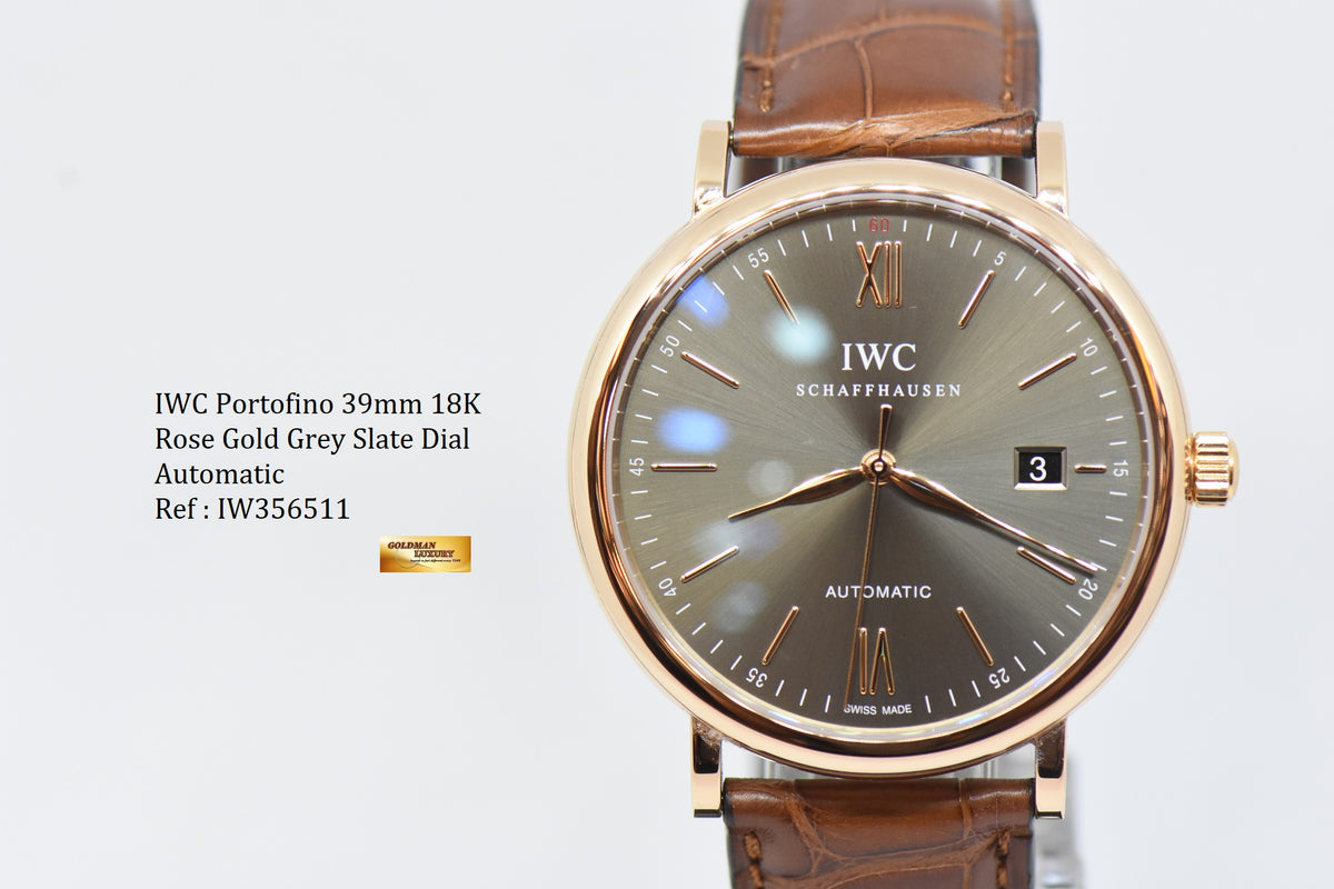 [SOLD] IWC PORTOFINO 38mm GREY SLATE DIAL 18K ROSE GOLD AUTOMATIC IW356511 (MINT)