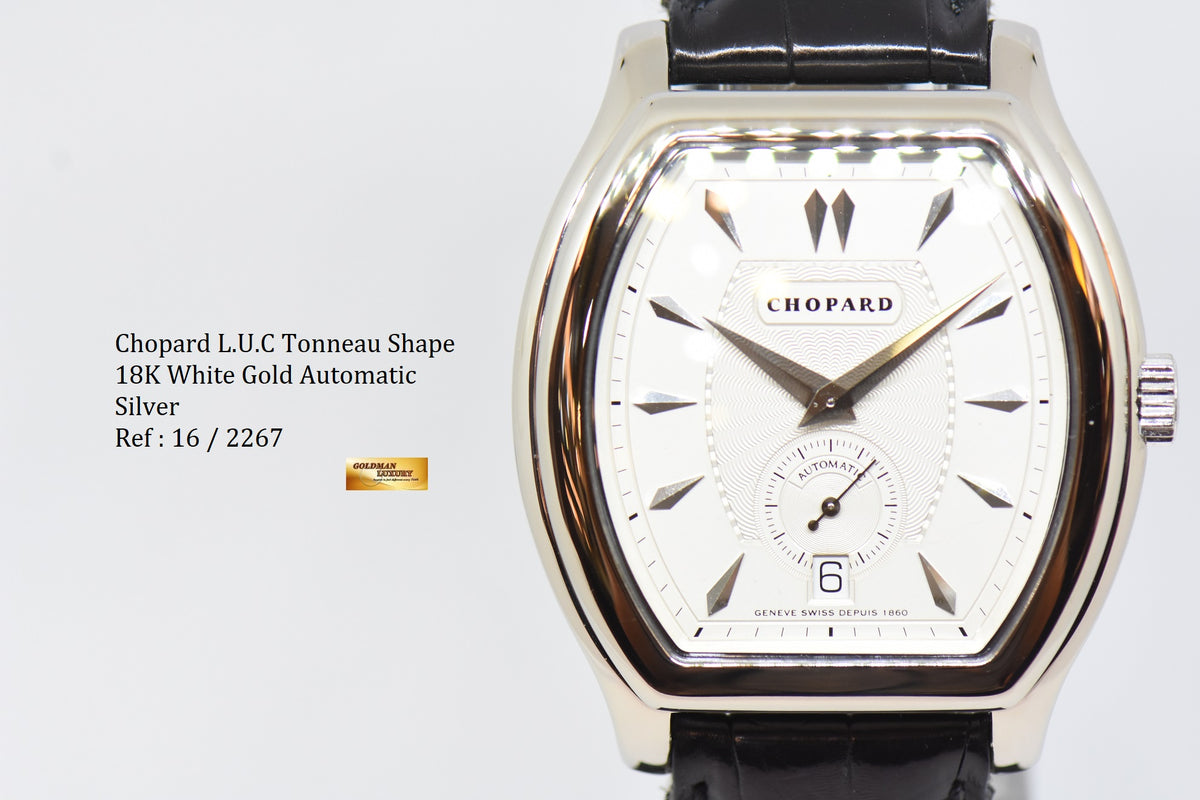 [SOLD] CHOPARD L.U.C TONNEAU SHAPE 18K WHITE GOLD AUTOMATIC 16/2267 (MINT)