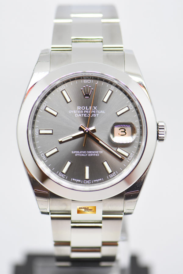 [SOLD] ROLEX OYSTER PERPETUAL DATEJUST 41 DARK RODIUM DIAL STEEL IN BRACELET 126300 (NEW-UNWORN)