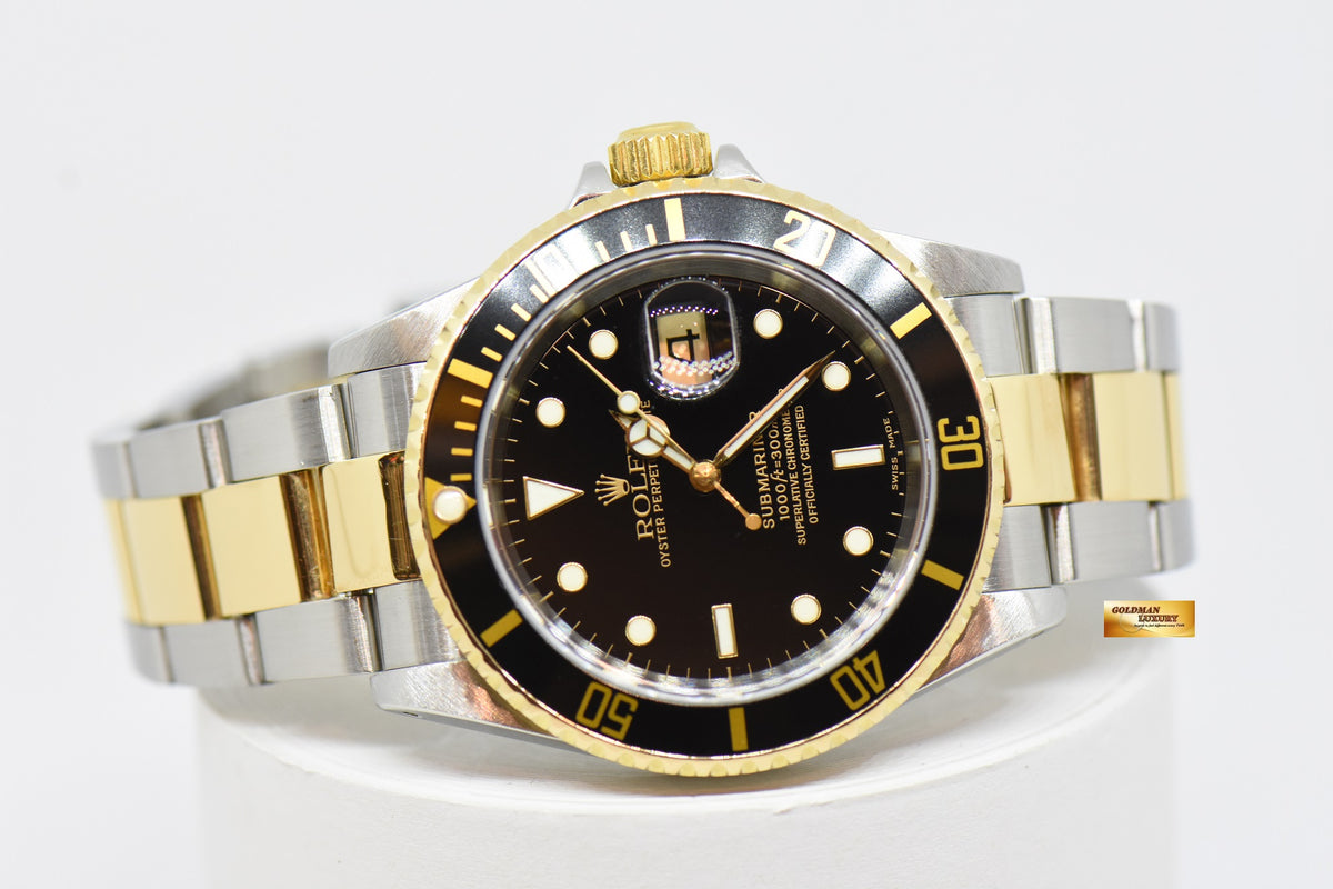 [SOLD] ROLEX OYSTER PERPETUAL SUBMARINER HALF-GOLD 40mm BLACK 16613LN (SOLID-ENDLINK) (MINT)