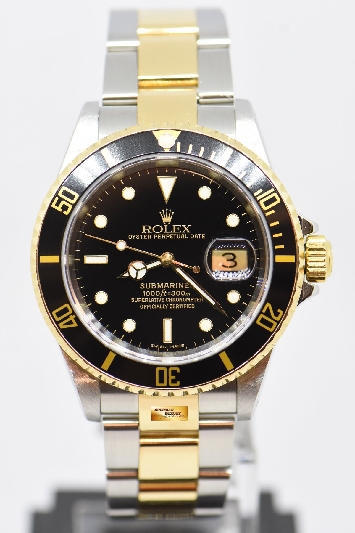 [SOLD] ROLEX OYSTER PERPETUAL SUBMARINER HALF-GOLD 40mm BLACK 16613LN (SOLID-ENDLINK) (MINT)