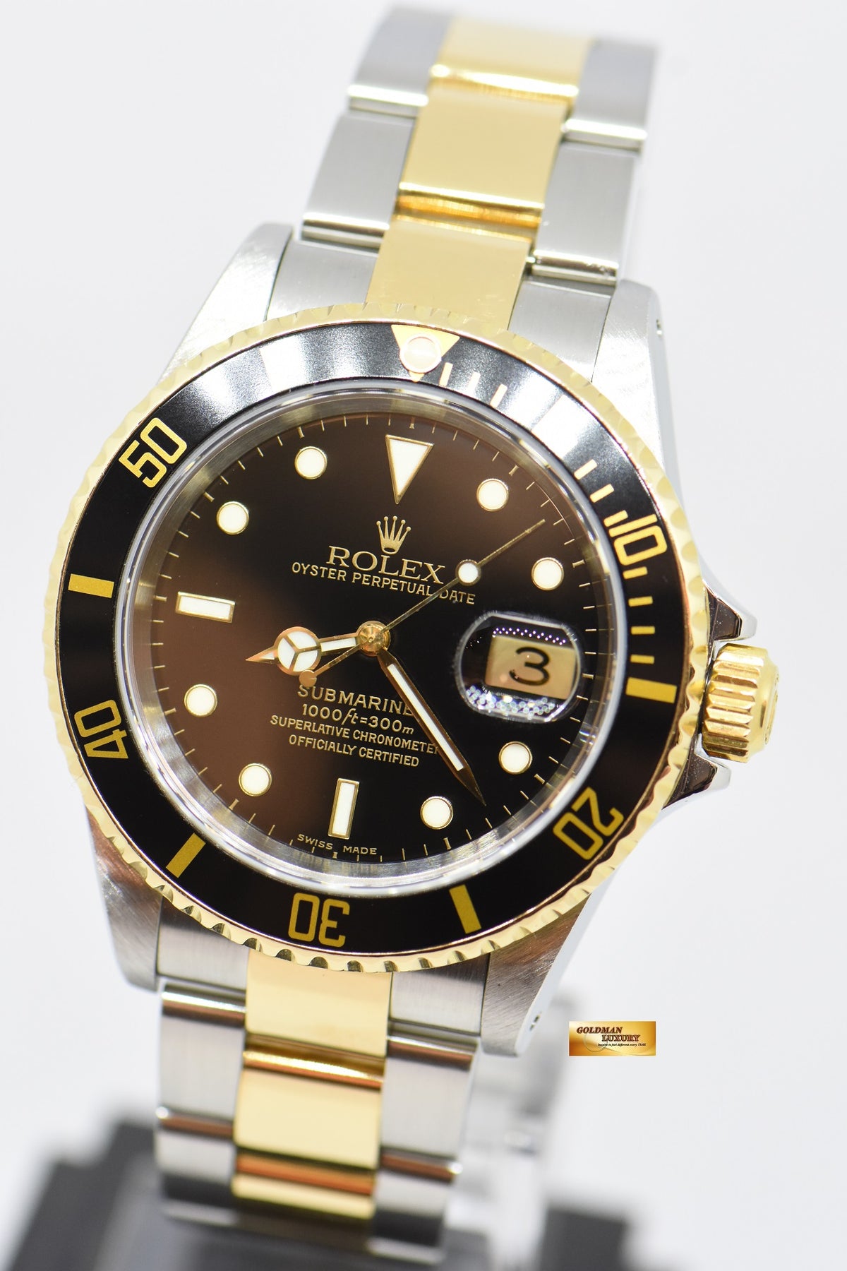 [SOLD] ROLEX OYSTER PERPETUAL SUBMARINER HALF-GOLD 40mm BLACK 16613LN (SOLID-ENDLINK) (MINT)