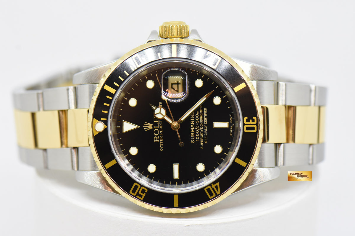 [SOLD] ROLEX OYSTER PERPETUAL SUBMARINER HALF-GOLD 40mm BLACK 16613LN (SOLID-ENDLINK) (MINT)
