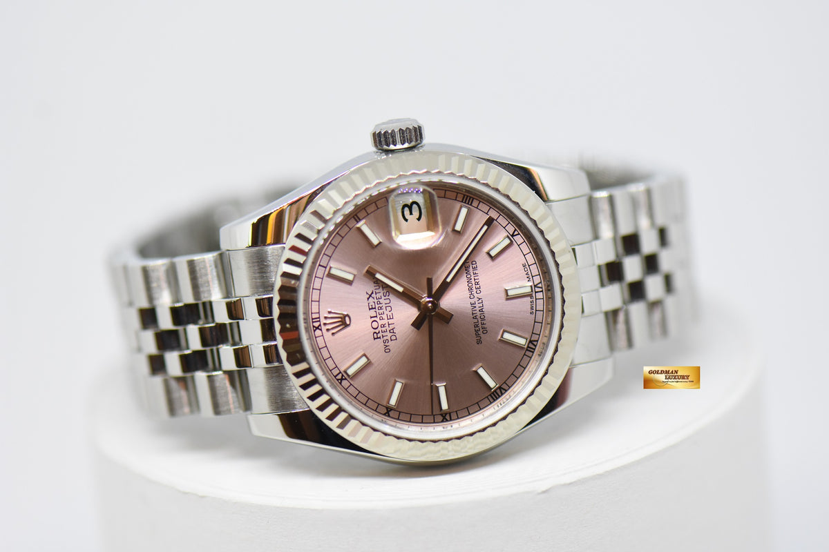 [SOLD] ROLEX OYSTER PERPETUAL DATEJUST 31 BOYSIZE PINK DIAL STEEL IN JUBILEE 178274 (MINT)